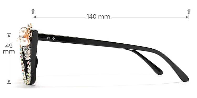 Serena black colorful   Plastic  Eyeglasses, size view