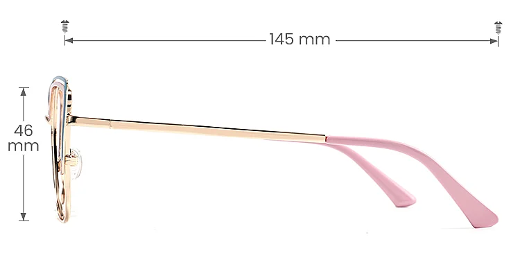 Yetta pink blue   Metal  Eyeglasses, size view