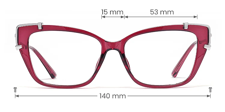 Loup red   Plastic  Eyeglasses, size view