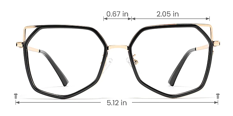 Arya black   Metal  Eyeglasses, size view
