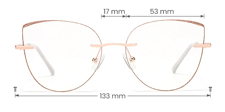 Glamour rose gold   Metal  Eyeglasses, size view