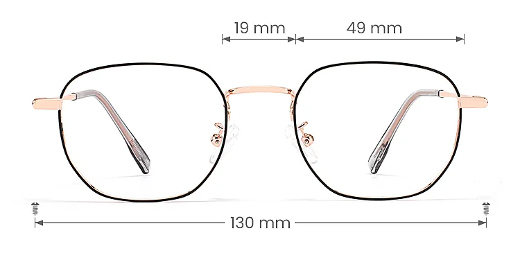 Hajna black rose gold   Metal  Eyeglasses, size view