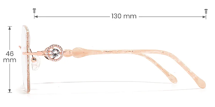 Glitter rose gold   Metal  Eyeglasses, size view