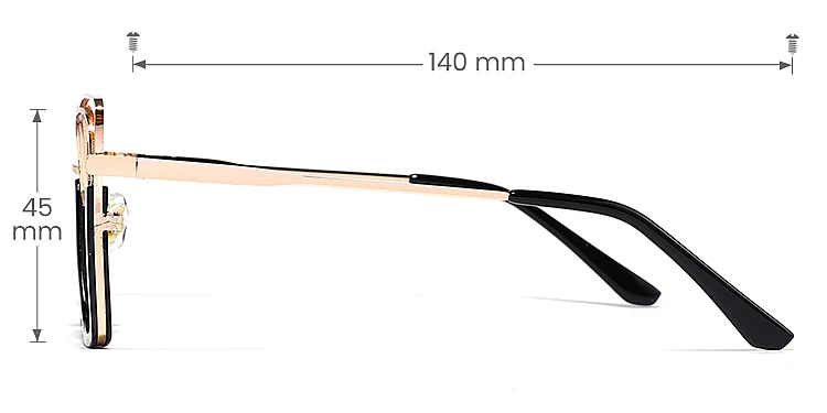 Aliana black gold   Metal  Eyeglasses, size view