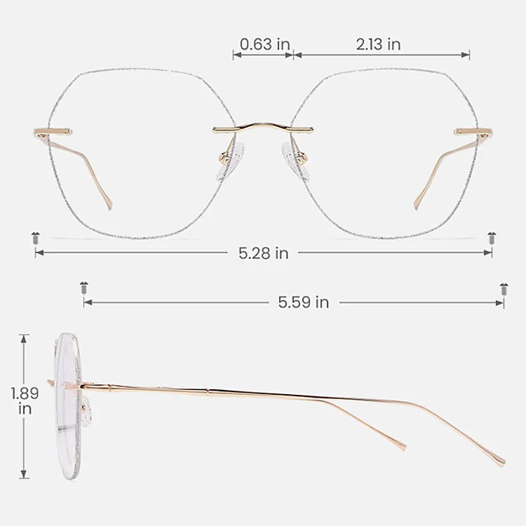 Fairy gold silver   Metal  Eyeglasses, size view