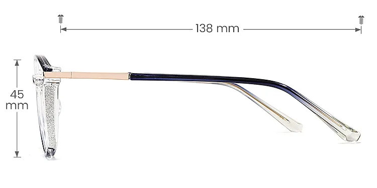 Darleen blue clear   Plastic  Eyeglasses, size view