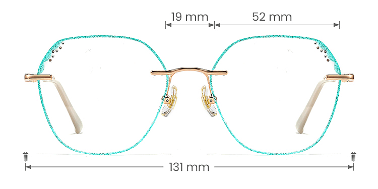 Laec rose gold green   Metal  Eyeglasses, size view