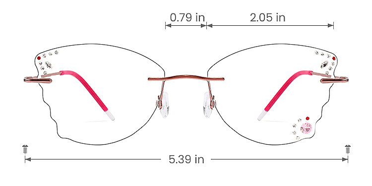 Clear Butterfly red rose gold   Metal  Eyeglasses, size view