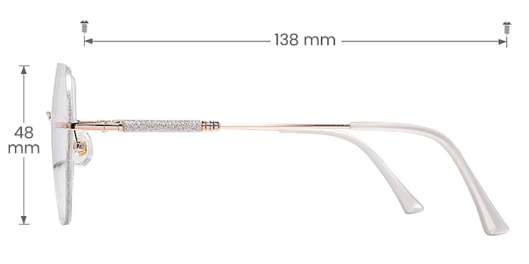 Gem rose gold silver   Metal  Eyeglasses, size view