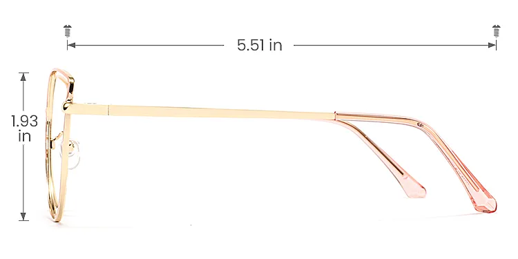 Denise pink   Metal  Eyeglasses, size view