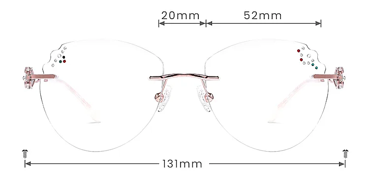 Julianne rose gold   Metal  Eyeglasses, size view
