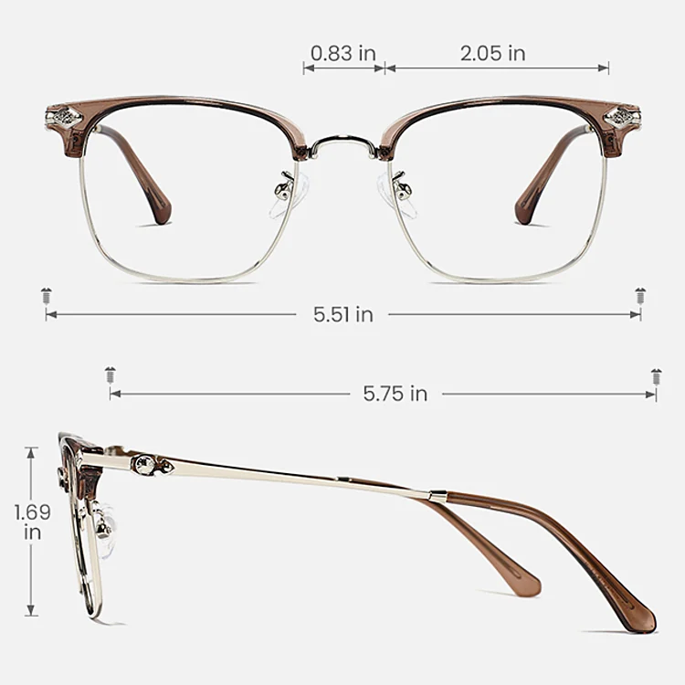 Emeka brown   Metal  Eyeglasses, size view
