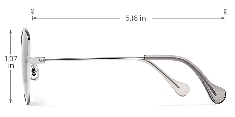 Joey silver grey   Metal  Sunglasses, size view