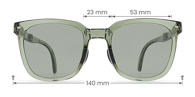 Fold clear green   Plastic  Sunglasses, size view