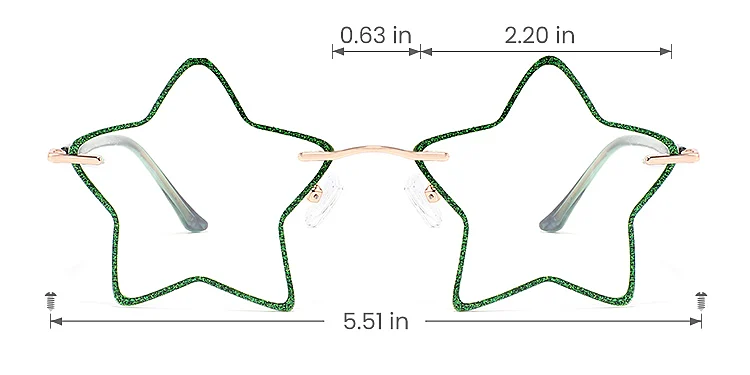 5 Stars green   Metal  Eyeglasses, size view