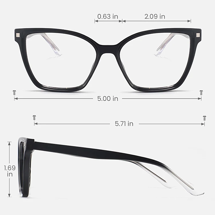 Nadia black   Plastic  Eyeglasses, size view