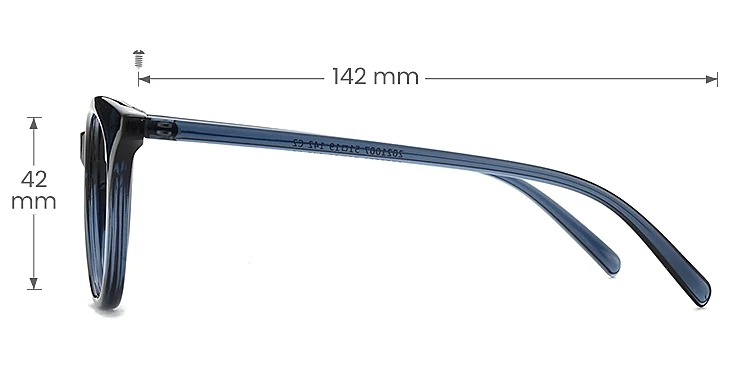 Icey blue   Plastic  Eyeglasses, size view
