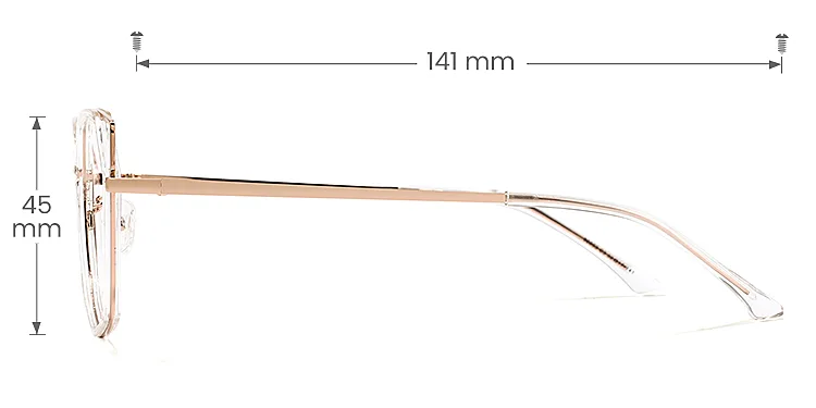 Arya clear   Metal  Eyeglasses, size view