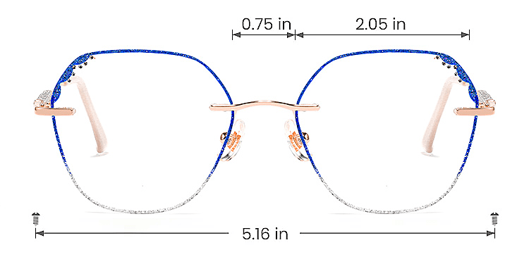 Laec blue silver   Metal  Eyeglasses, size view