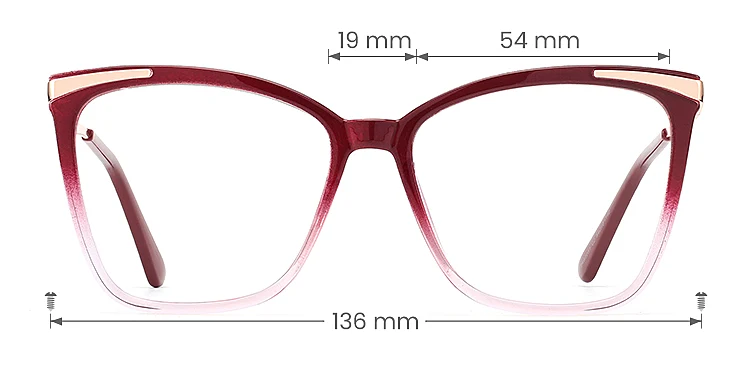 Sine red pink   Plastic  Eyeglasses, size view