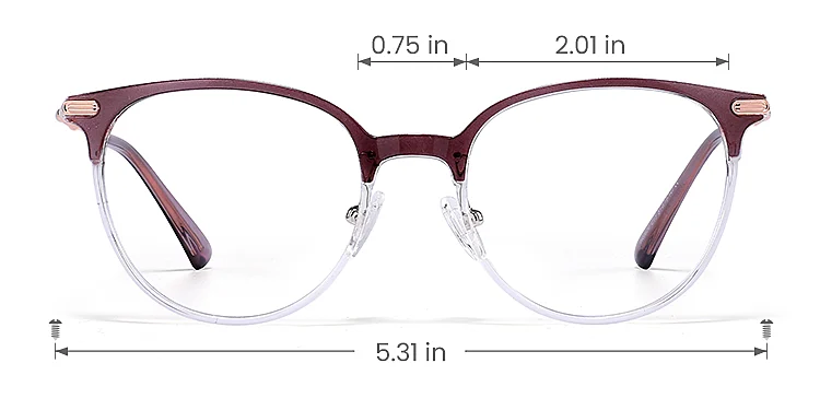 Koy purple clear   Plastic  Eyeglasses, size view