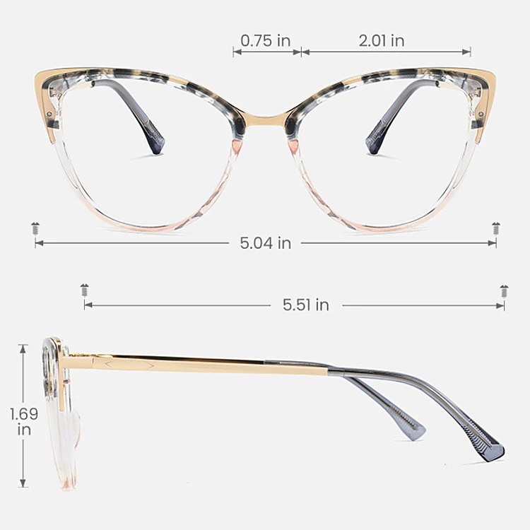 Lucissa grey floral champagne   Plastic  Eyeglasses, size view