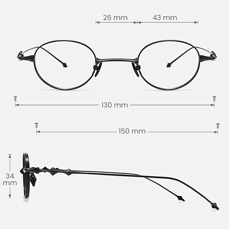 Linden black   Metal  Eyeglasses, size view
