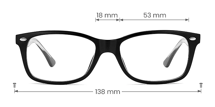 Nora black   TR90  Eyeglasses, size view