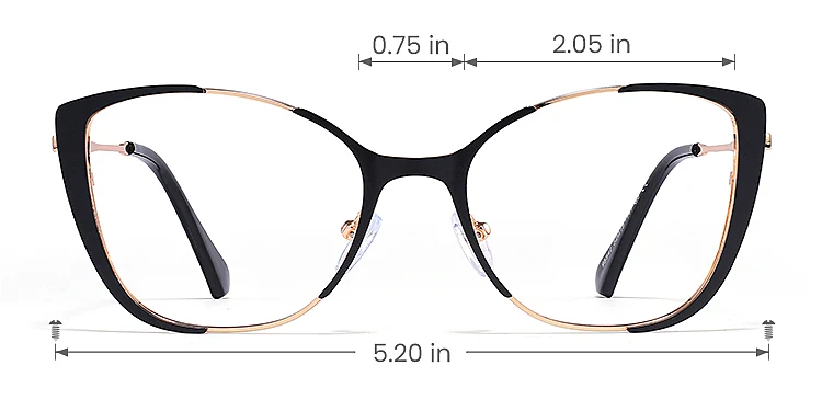 Rian black gold   Metal  Eyeglasses, size view