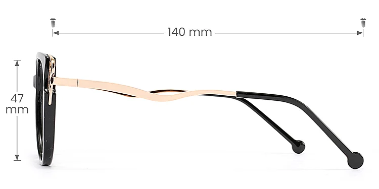 Trista black   TR90  Eyeglasses, size view