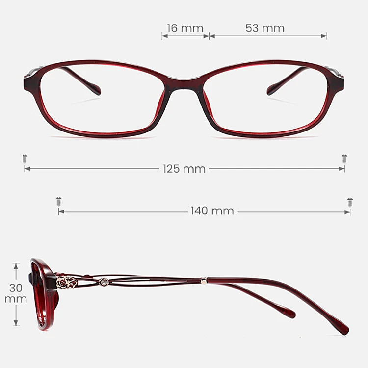 Rosiel red   Plastic  Eyeglasses, size view