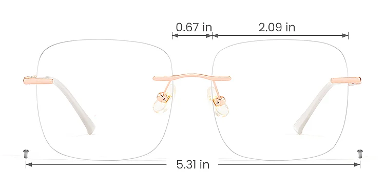 Pure rose gold   Metal  Eyeglasses, size view