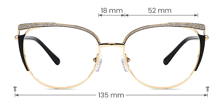 Jaelynn black   Metal  Eyeglasses, size view
