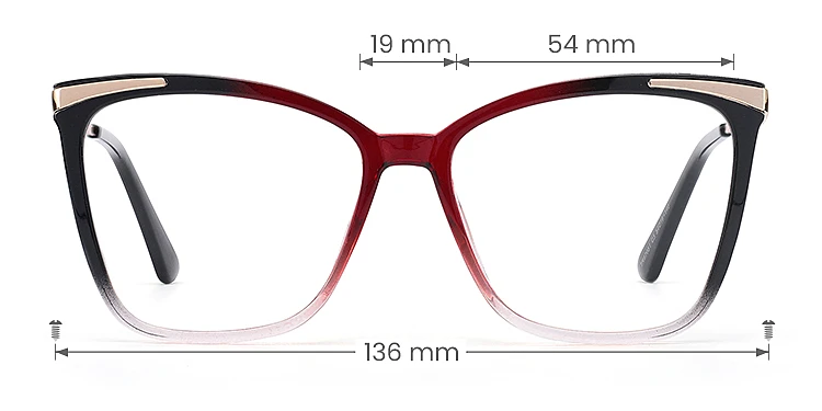 Sine black red   Plastic  Eyeglasses, size view