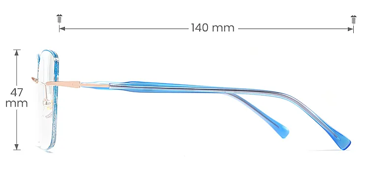 Kiran blue silver   Metal  Eyeglasses, size view