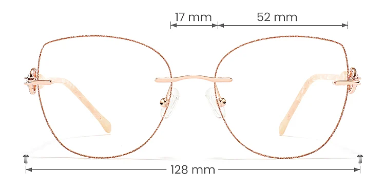 Eliza rose gold   Metal  Eyeglasses, size view