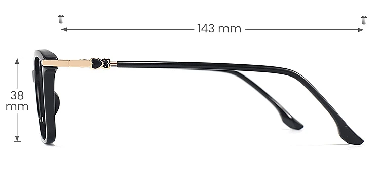 Leif black   Plastic  Eyeglasses, size view