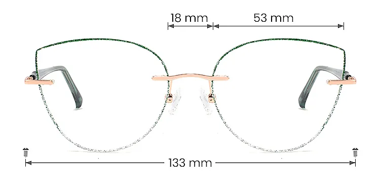 Athena green silver   Metal  Eyeglasses, size view