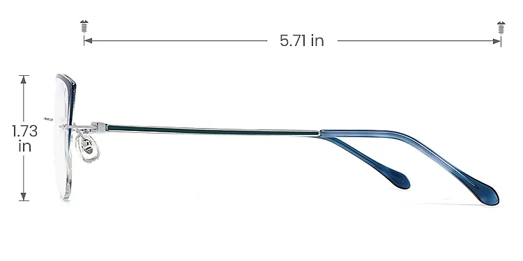 Fluxa blue   Titanium  Eyeglasses, size view