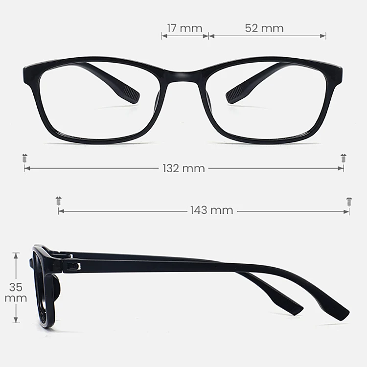 Fiona black   Plastic  Eyeglasses, size view