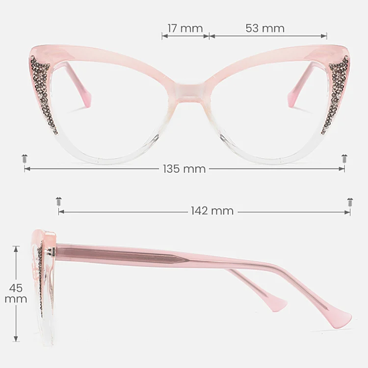 Zinnia pink clear   Plastic  Eyeglasses, size view