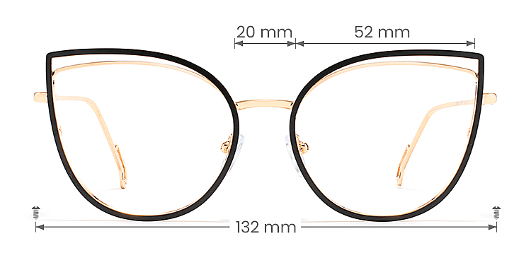 Romy black gold   Metal  Eyeglasses, size view
