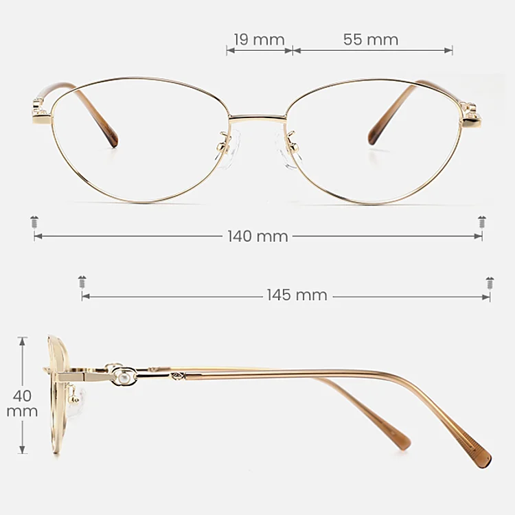 Laurel gold   Metal  Eyeglasses, size view