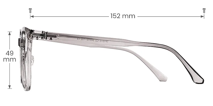 World grey   Plastic  Eyeglasses, size view