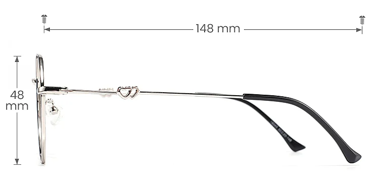 Megan black silver   Metal  Eyeglasses, size view