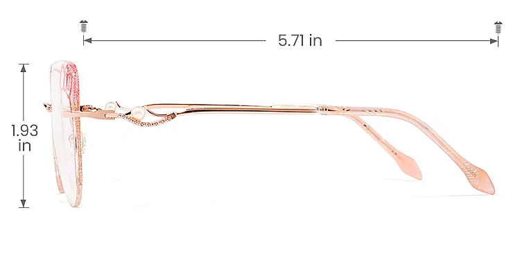 Kitty pink rose gold   Metal  Eyeglasses, size view
