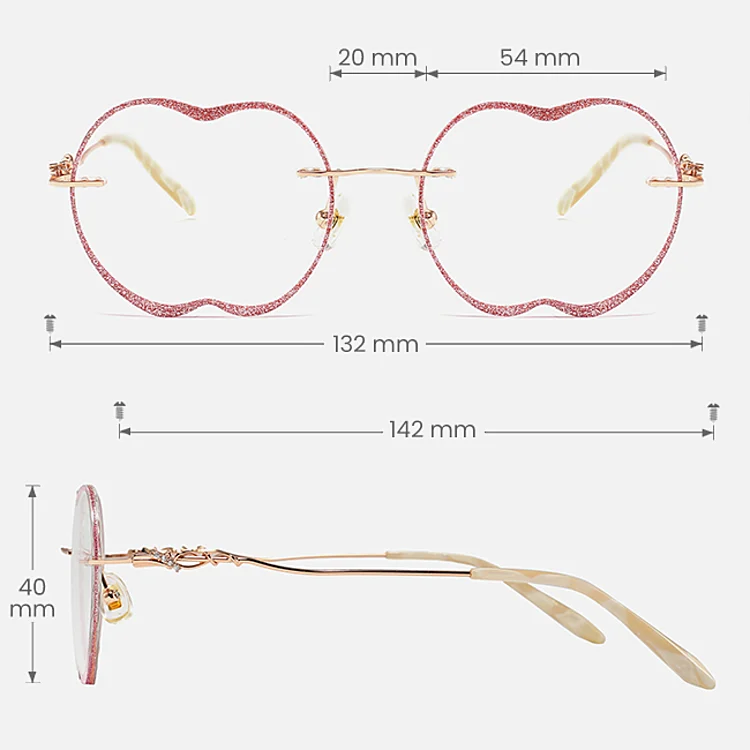 Apple pink   Metal  Eyeglasses, size view