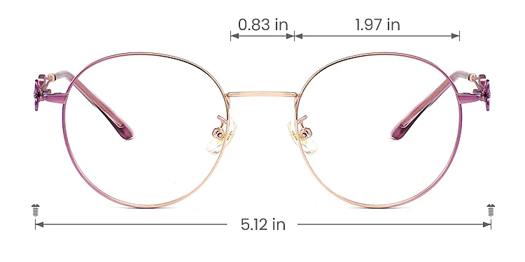 Dana purple rose gold   Metal  Eyeglasses, size view