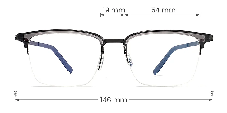 Hatem grey gun   Plastic  Eyeglasses, size view