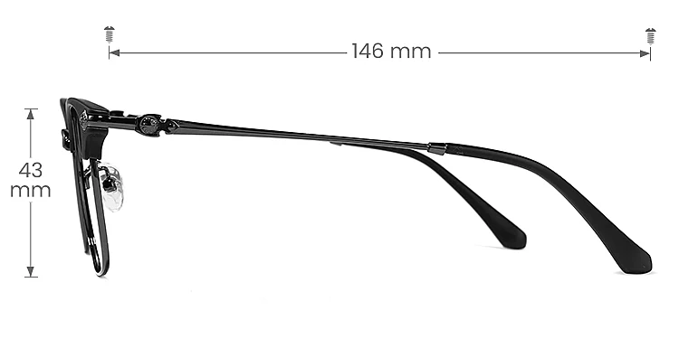 Emeka black   Metal  Eyeglasses, size view